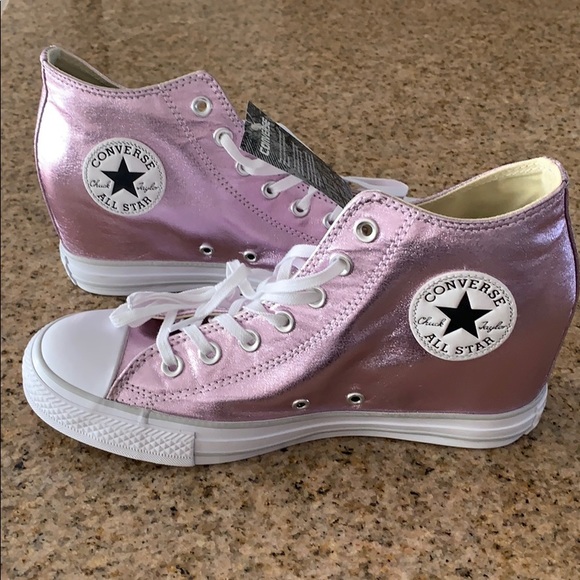 converse high heels pink